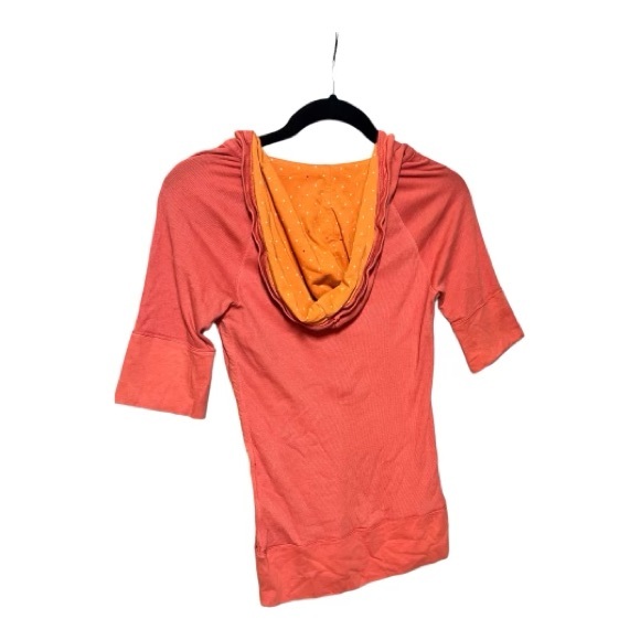 American Eagle Outfitters Medium Orange 3/4 length light hoodie button-up vneck - Picture 5 of 7